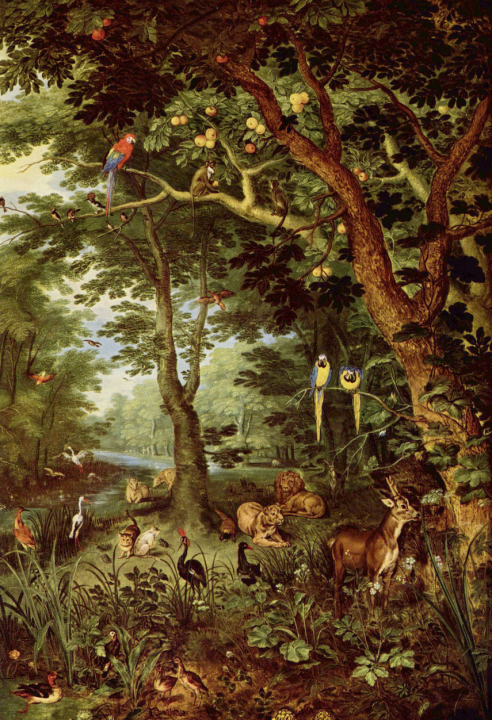 Das vermeintliche Gleichgewicht der Natur: Unser paradiesisches Ideal der Wildnis ist noch immer von naiven Vorstellungen geprägt—und Naturschutzorganisationen leisten dem oft bereitwillig Vorschub. Bild: Jan Brueghel der Ältere.